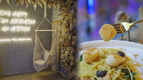 【中環美食】中環新開波希米亞風Cafe 設鞦韆打卡位！燒焦糖芝士蛋糕/慢煮雞胸青醬意粉