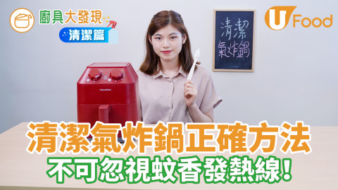 氣炸鍋清潔方法　洗氣炸鍋蚊香發熱線好重要！內有自製小工具教學